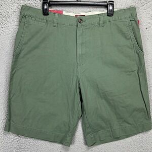 Merona Mens Khakis Shorts 38 Green Classic Fit Flat Front Pocket 100% Cotton NEW